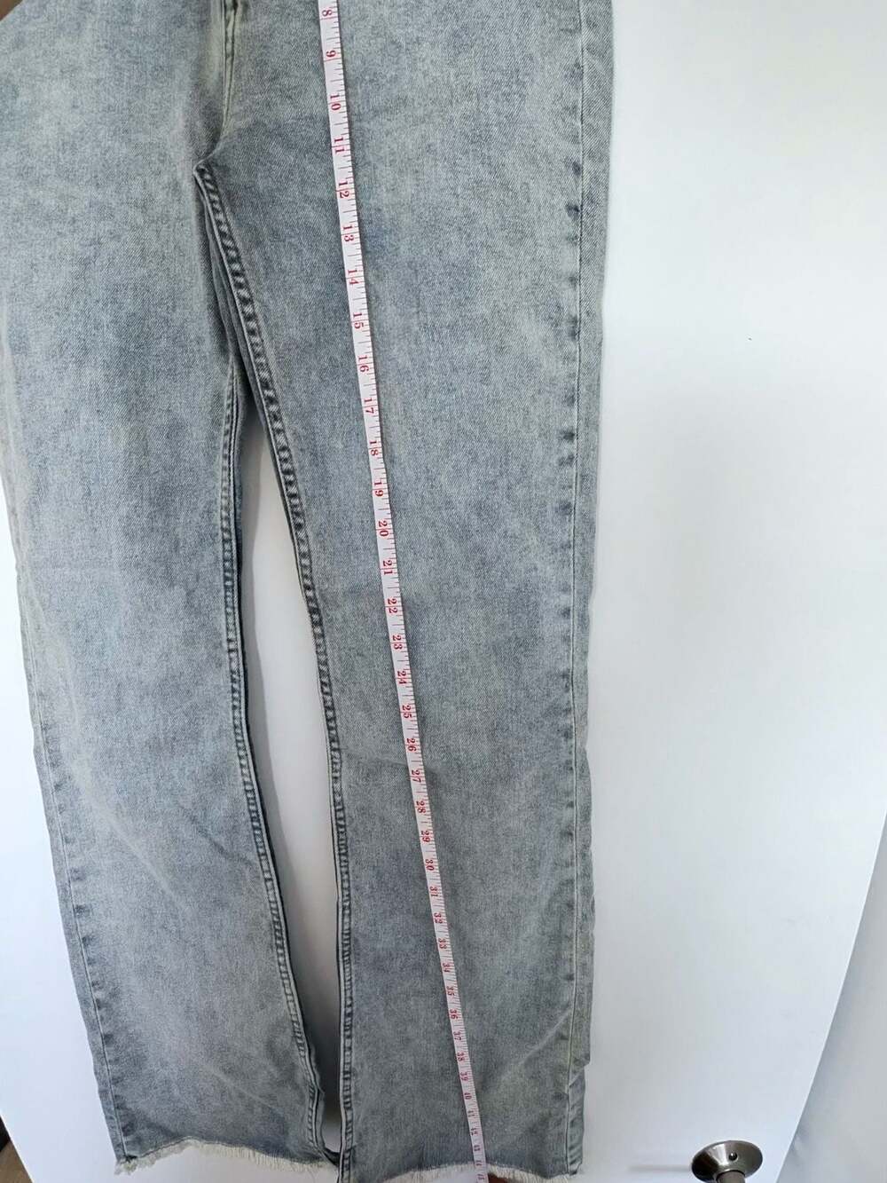 Motel Denim Size S Acid Wash Raw Hem Flare Jeans - Picture 5 of 7